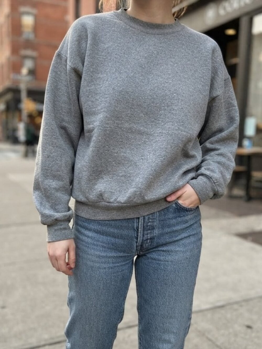 Vintage 90s Fruit of the Loom Heather Gray Crewneck Sweatshirt - Size M